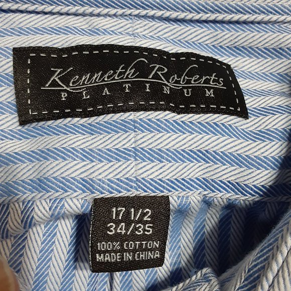 Kenneth Roberts Platinum Men's Dress Button Down Shirt 17 1/2 34/35 - Picture 4 of 4